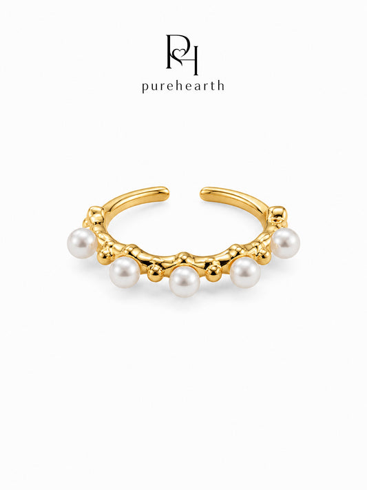 Twin Dew Crystal Pearl Ring