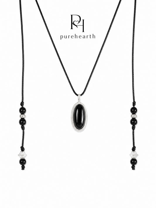 Onyx Veil Agate Pendant Necklace