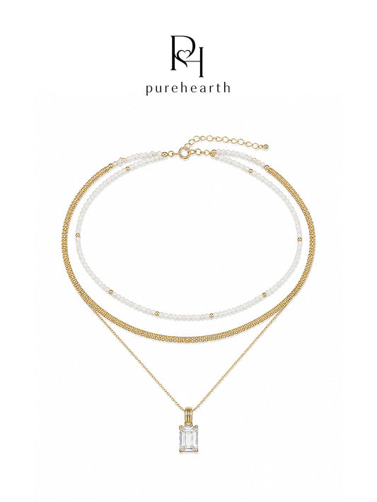 Crystal Frost Geometric Necklace