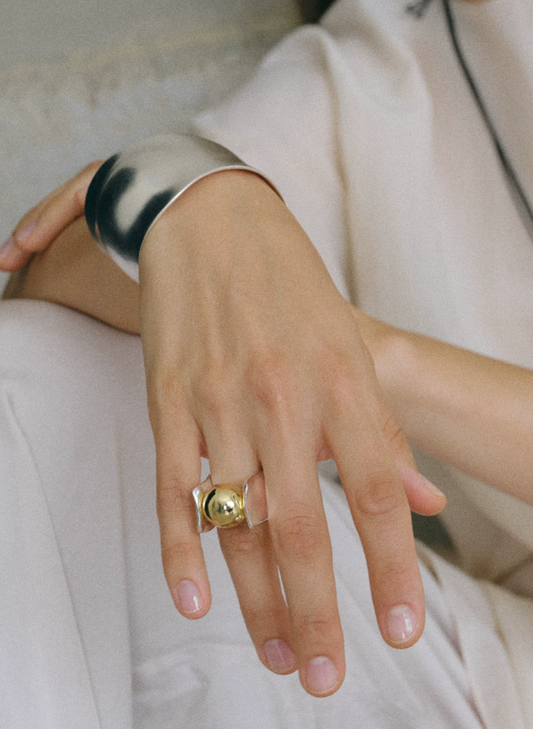 Sculpted Sphere Statement Ring